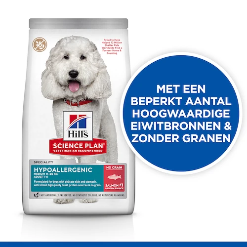 Hill's Science Plan Hypoallergenic Medium Hond Met Zalm 2,5kg 4 Hill's Science Plan Hypoallergenic Medium Hond Met Zalm 2,5kg - Afbeelding 2