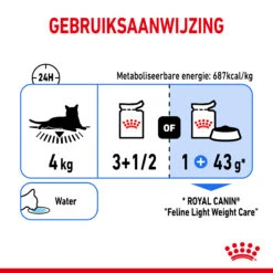 Royal Canin Light Weight Care Natvoer In Jelly Kattenvoer 12x85g -ROYAL CANIN Winkel Royal Canin Light Weight Care Kat NL Dosage